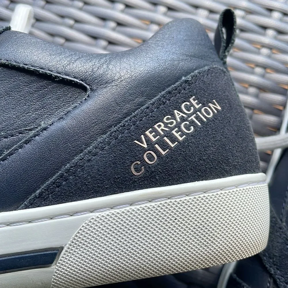 Versace mens navy blue tennis shoes